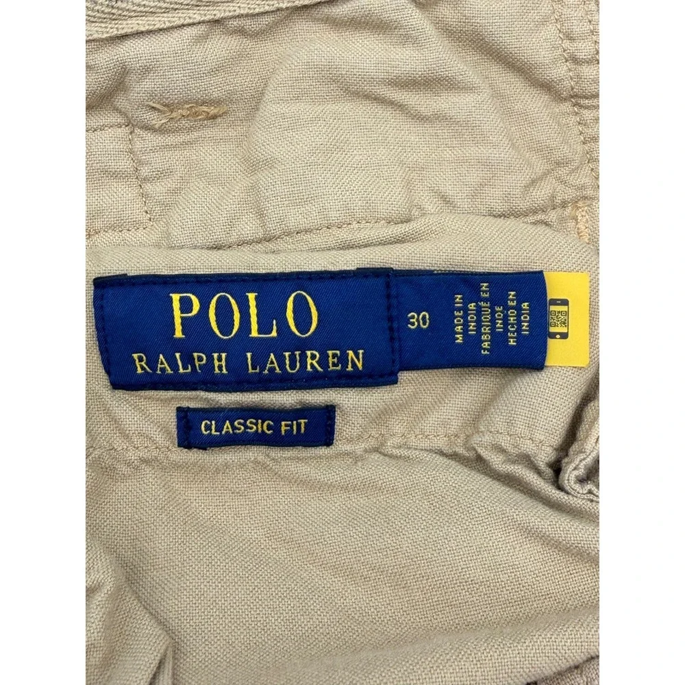 Polo Ralph Lauren Mens Classic Fit Linen Cotton Naval Tailors Shorts Tan 30